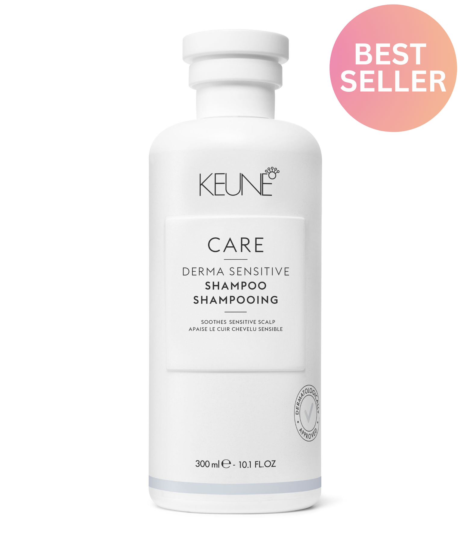 Découvrez le CARE Derma Sensitive  Shampoo: Pour cuir chevelu sensible. Sans sulfates, sans alcool et sans colorants. Pour un cuir chevelu apaisé et des cheveux sains. Keune.ch.